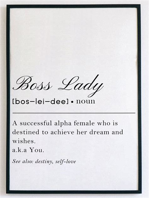 Boss Lady Definition Wall Art Alpha Female Motivational Etsy