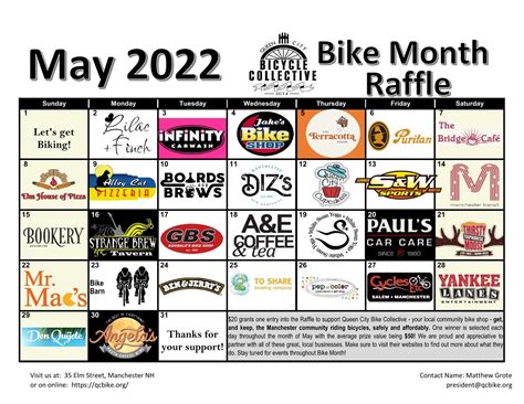 Bike Month Raffle Calendar Qc Bike Collective