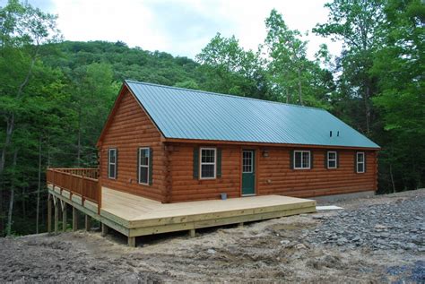 Musketeer Modular Log Cabin With Attached Wooden Deck Cozy Cabins Llc