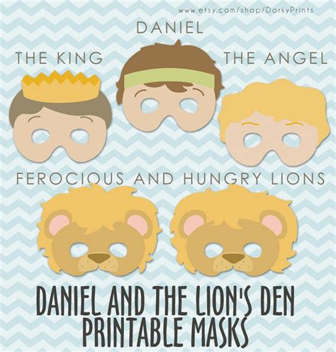 Daniel And The Lions Den Printable Masks Pdf By Dorkyprints