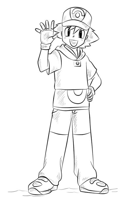 Goh and Ash Coloring Page - Free Printable Coloring Pages for Kids