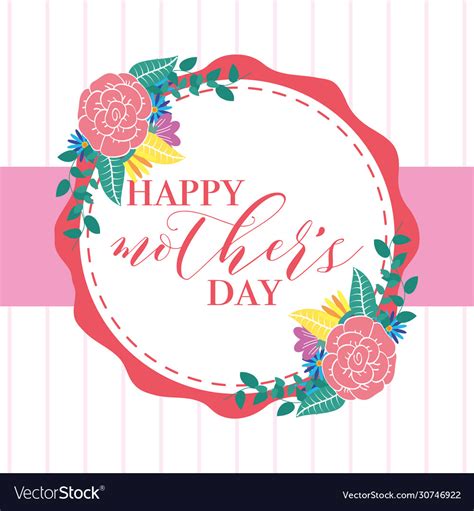 Happy Mothers Day Card With Flowers Circular Frame
