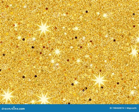 Christmas Gold Glitter Background Card With Sparkles Stock Photo
