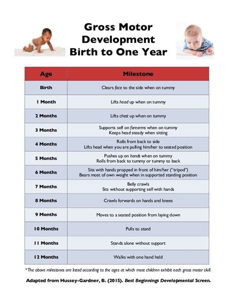 Developmental Gross Motor Skills Chart