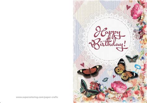 Happy Birthday Card With Butterflies And Flowers Free Printable