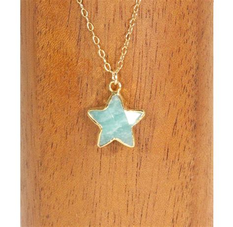 Star Necklace Green Amazonite Necklace Green Star Pendant Green