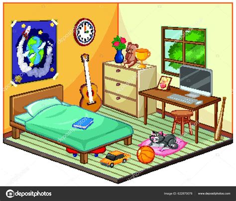 Part Bedroom Children Scene Cartoon Style Stock Vector Image By ©yay