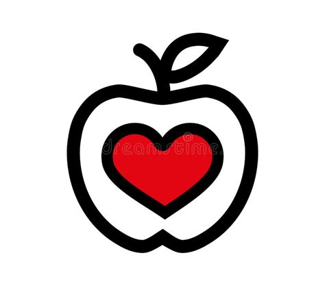 Linear Drawing Of An Apple With A Heart Inside Stock Vector