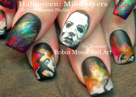 Nail Art By Robin Moses Halloween Mike Myers Nail Art Horror Film