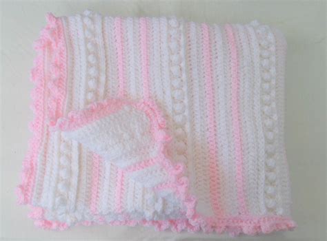 Gorgeous Crochet Baby Blanket Pink And White Baby Girl Etsy Crochet