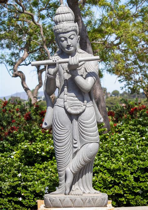 Sold Stone Garden Krishna Statue Beguiling The Gopis With The Melodies