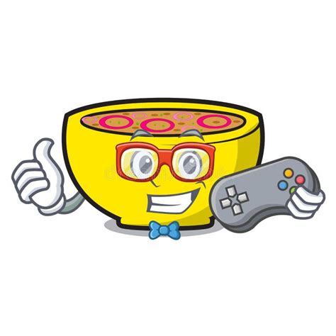 Gamer Soup Union Mascot Cartoon Stock Vector Illustration Of Healthy