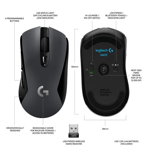 Shop the top 25 most popular 1 at the best. Mouse Logitech G603 LIGHTSPEED Wireless Gaming, black ...