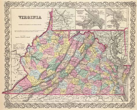 1823 Va Map Russell Scott Grayson Sussex Essex County Virginia History