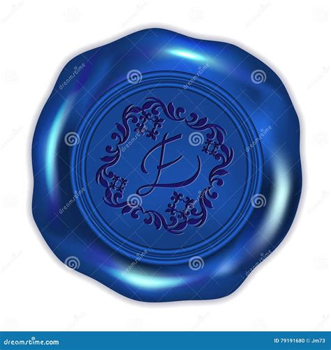 Dark Blue Wax Seal With Abstract Historical Ornament Stock Vector