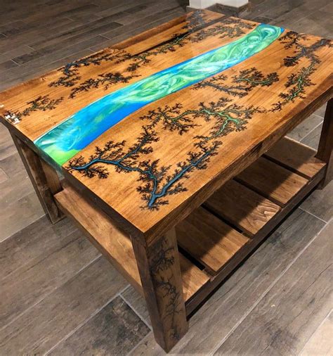 These household, creative works of art were initially able to spread as a trend across the usa before they finally gained more and more attention worldwide. Fractal burn River coffee table in 2020 | Wood resin table ...