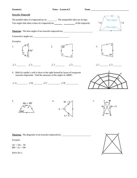 Geometry Worksheet Kites And Trapezoids