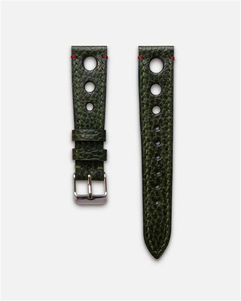 Pebbled Green Rally Strap With Red Detail Ryokō