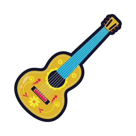 Traditional Mexican Guitar Instrument Flat Style Icon Vector