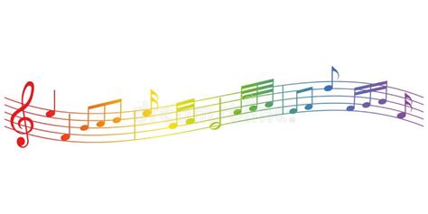 Rainbow Colored Vector Sheet Music Musical Notes Melody On White