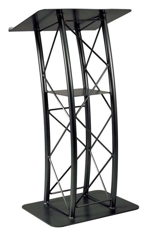 Metal Truss Lectern Podium 4 Post Curved Color Black Podiums Direct