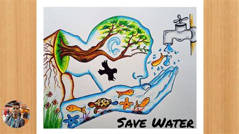 Save Water Pencil Drawing