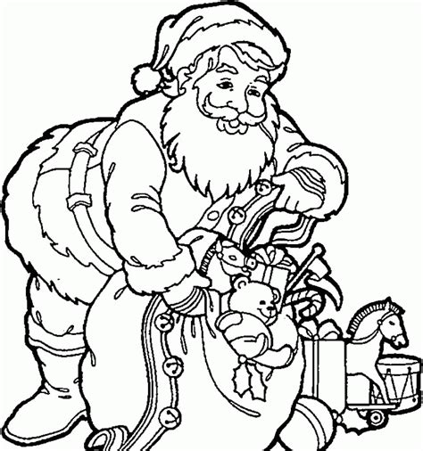 Santa Christmas Eve Stuffed Stuff Coloring Page Colouring Pages