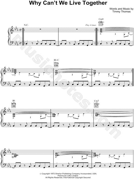 Sade Why Cant We Live Together Sheet Music In C Minor Transposable Download And Print Sku