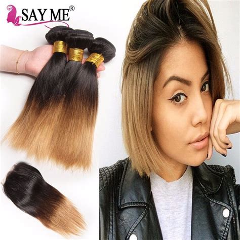 Beautyforever 3tone ombre brazilian hair 3bundles body wave hair weave. SAY ME Ombre Brazilian Human Hair Bundles With Closure Two ...