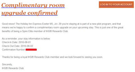 Maybe you would like to learn more about one of these? IHG Rewards Club Spire Elite Room Upgrade Email (HIX Where All The Rooms Are Identical ...