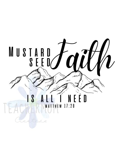 Mustard Seed Faith Is All I Need Svg Scripture Digital Design Matthew