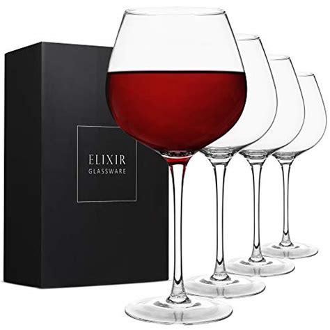 Red Wine Glasses Large Wine Glasses Hand Blown Set Of 4 Long Stem Wine Glasses Premium
