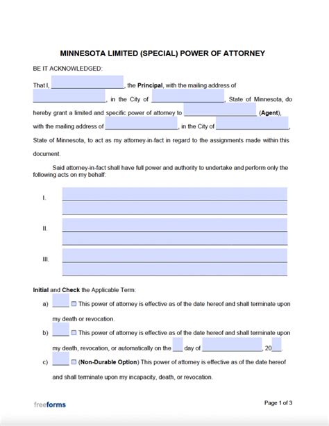 Free Minnesota Power Of Attorney Forms PDF