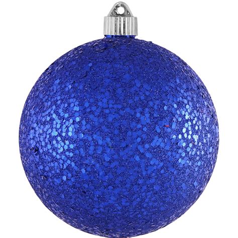2ct Dark Blue Shatterproof Glitter Christmas Ball Ornaments 6 150mm