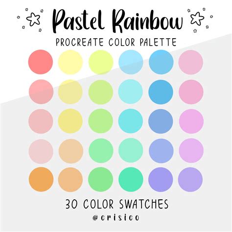 Pastel Rainbow Procreate Color Palette Color Swatches Etsy Singapore
