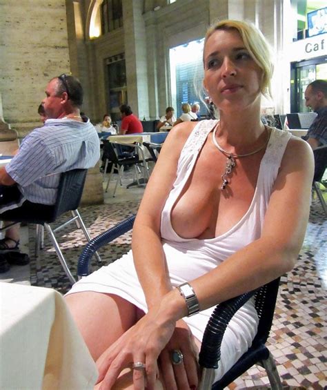 Milf Cleavage Public Bobs And Vagene