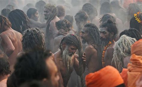Images Hundreds Of Naga Sadhus Celebrate First Day Of Maha Kumbh