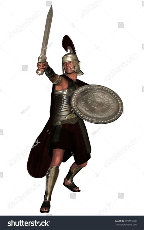 Armoured Roman Soldier Sword Shield Stock Illustration 103783640