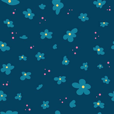 Seamless Pattern Blue Wild Flowers On A Dark Background 19627264 Vector