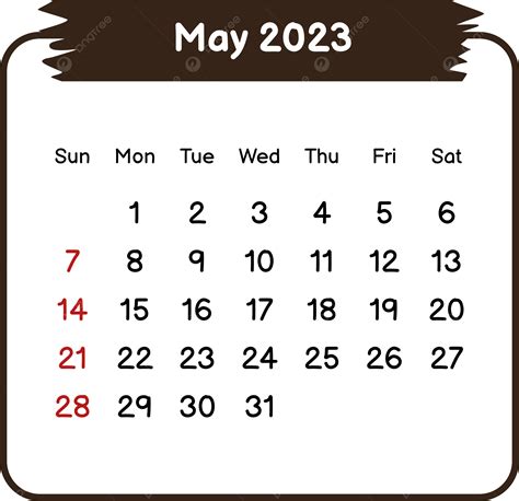 Calendário De Maio De 2023 Com Estilo De Borda Png Maio 2023