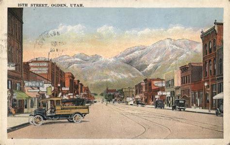 Looking Along 25th Street Ogden Ut Postcard