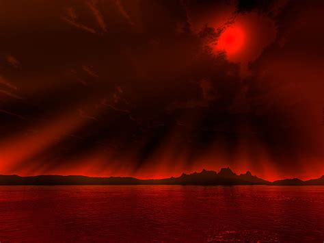 Crimson Clouds Red Beach Sun Water Dark Clouds Hd Wallpaper Peakpx