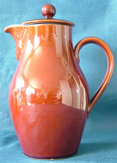 Retro Denby Homestead Brown Design Large Ceramic Coffee Pot 2 ½ Pt