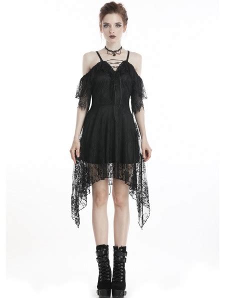 Dark In Love Black Elegant Gothic Lace Off The Shoulder Short Dress