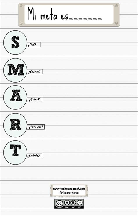 Plantilla Objetivos Smart Metas Metas Personales Plantilla De Objetivos