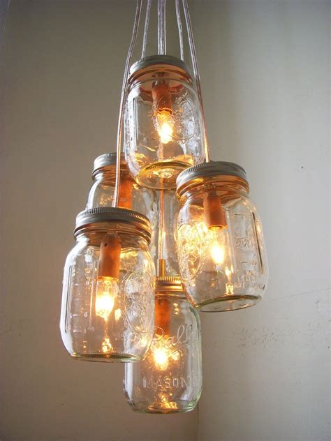 Summers Day Mason Jar Chandelier Lighting Fixture By Bootsngus
