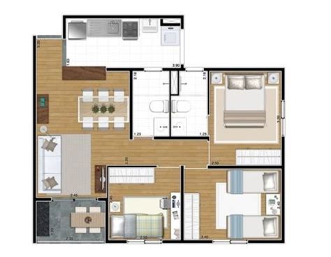 Apartamentos De 3 Quartos 60 M2 Pesquisa Google Small House Plans