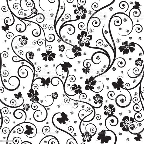 Decorative swirl floral pattern elements vector graphics set eps. Seamless Pattern With Floral Ornament Elements Black And ...