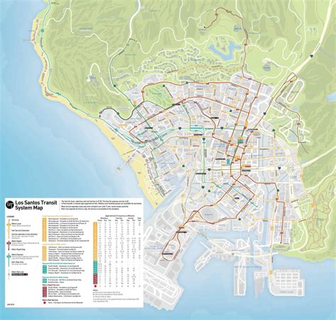 Very Detailed Los Santos Public Transportation Map Gtav