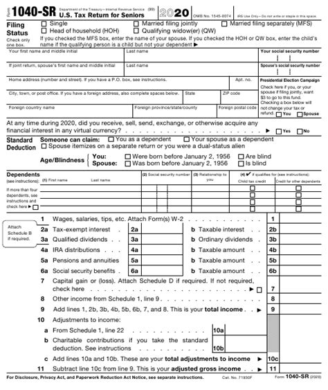 Irs 1040 Form And Instructions 2020 Irs Form 1040 Sr Download